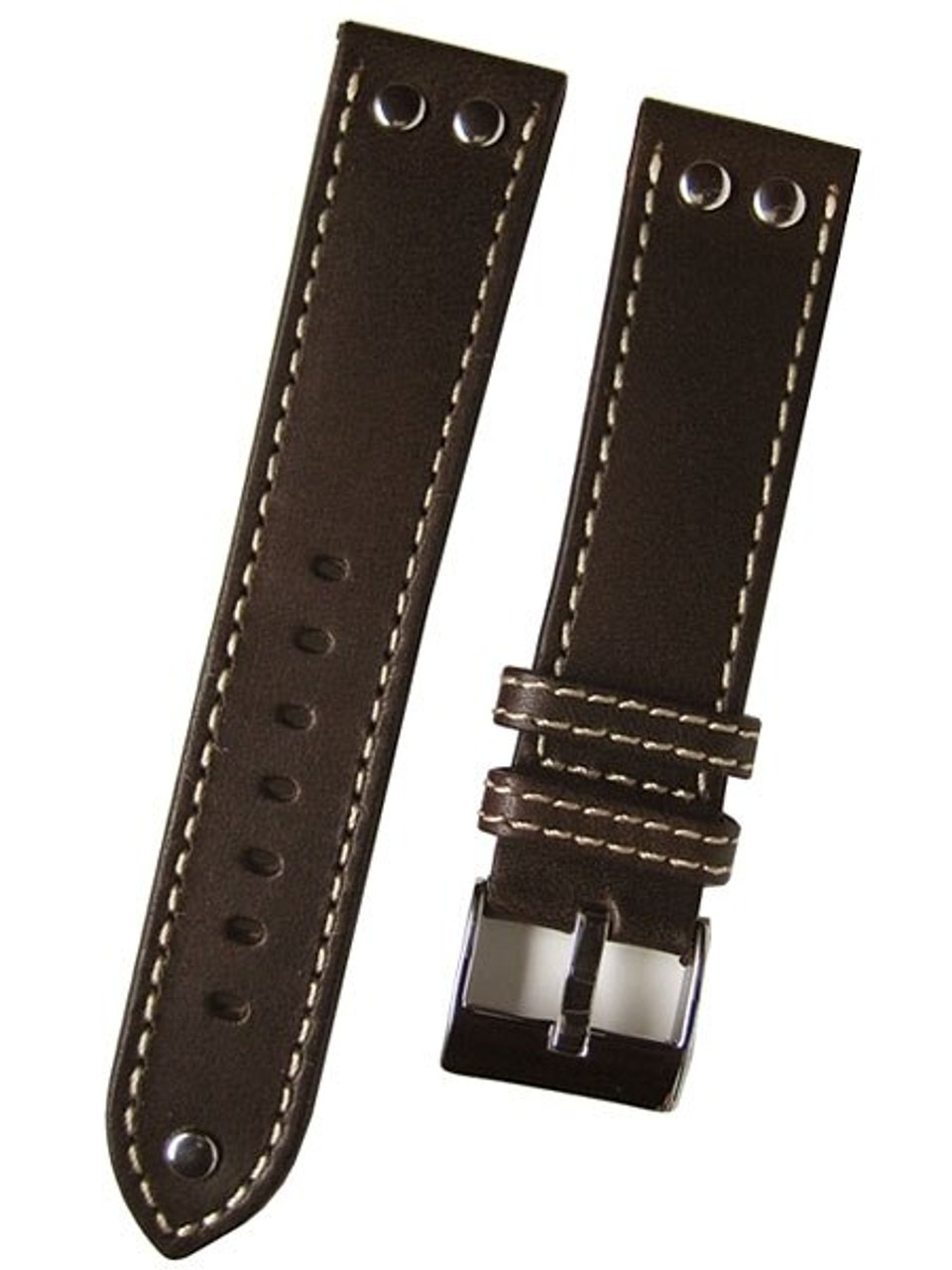 Aviator Style Brown Leather Strap with Rivets and Contrast Stitching #EBV-ST-22780 Questions & Answers