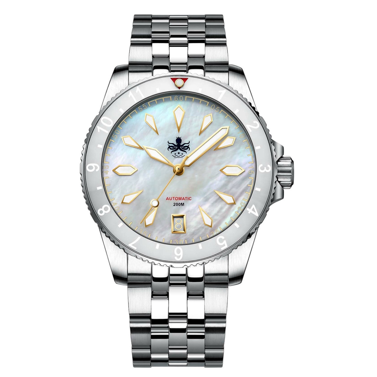 Phoibos Voyager Automatic Dive Watch with Mother of Pearl Dial #PY035E Questions & Answers