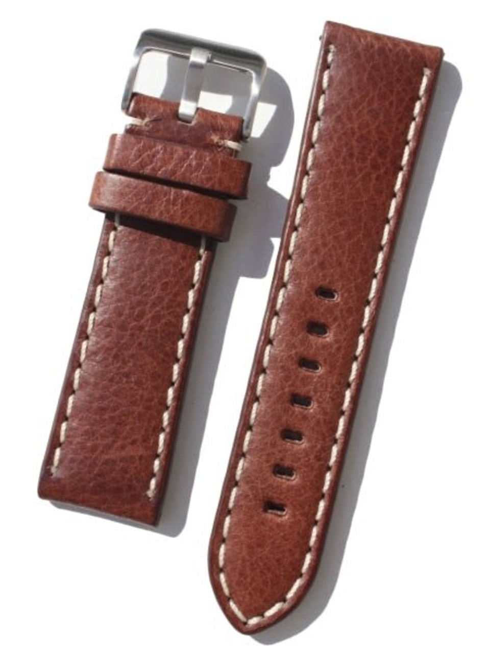 Toscana PANERAI Style Brown Italian Leather Strap with Contrasting Stitching #LBV-98280 Questions & Answers