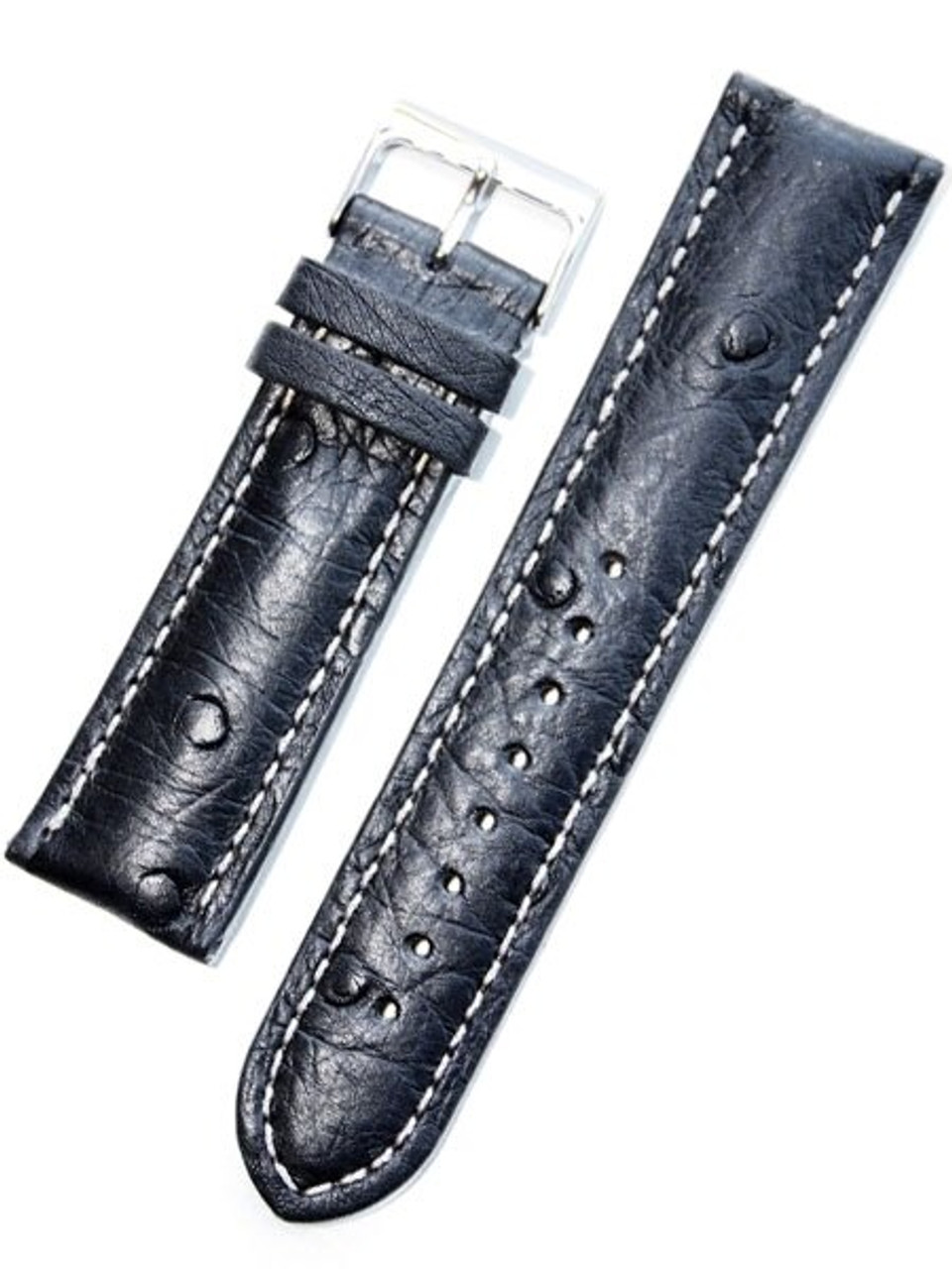 Toscana Black Ostrich Italian Made Watch Strap with Contrasting Stitching #ML-18301 Questions & Answers