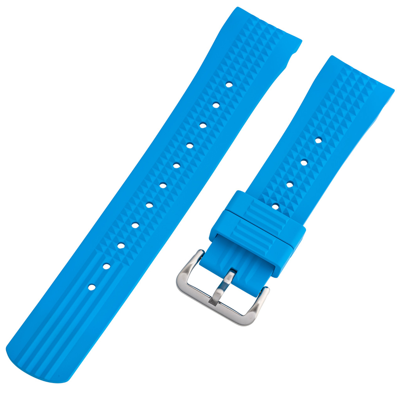 Islander 22mm Sky Blue Waffle FKM Rubber Strap with Curved Ends for SKX007 Cases #BRAC-68 Questions & Answers