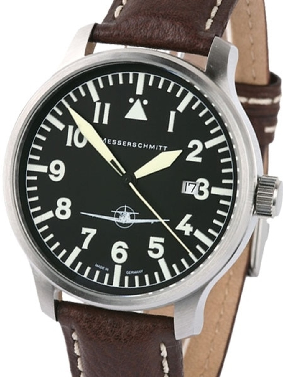 Messerschmitt Fliegeruhr Watch with Aviator Leather Strap #ME108-42B Questions & Answers