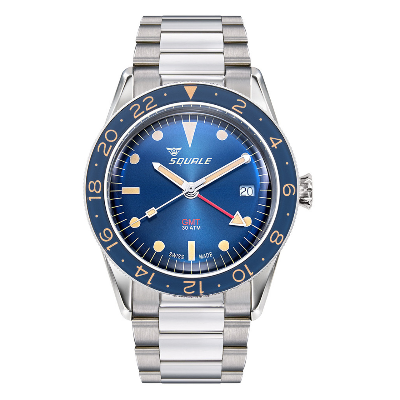 Squale 300 Meter Swiss Automatic GMT-Dive Watch with Blue Dial and Bracelet #SUB-39GMTBL.BR22 Questions & Answers