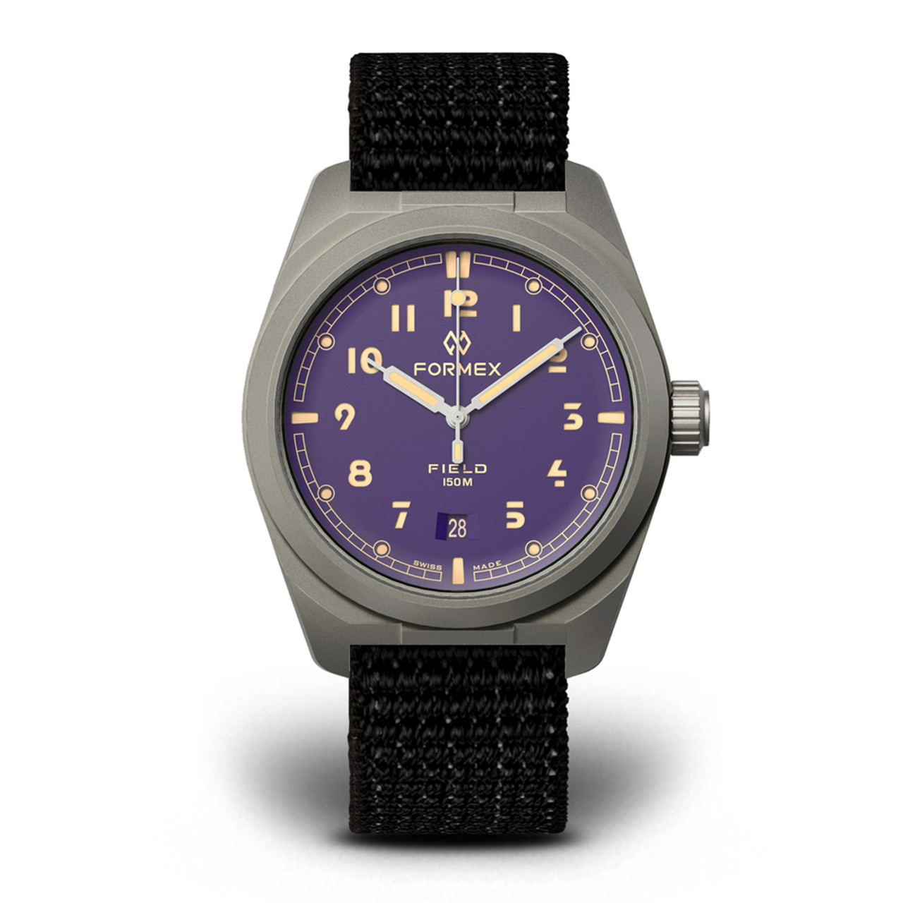 Formex Swiss Automatic Field Watch with Ultra-Violet Dial and Velcro Strap #0660.1.6593.121 Questions & Answers