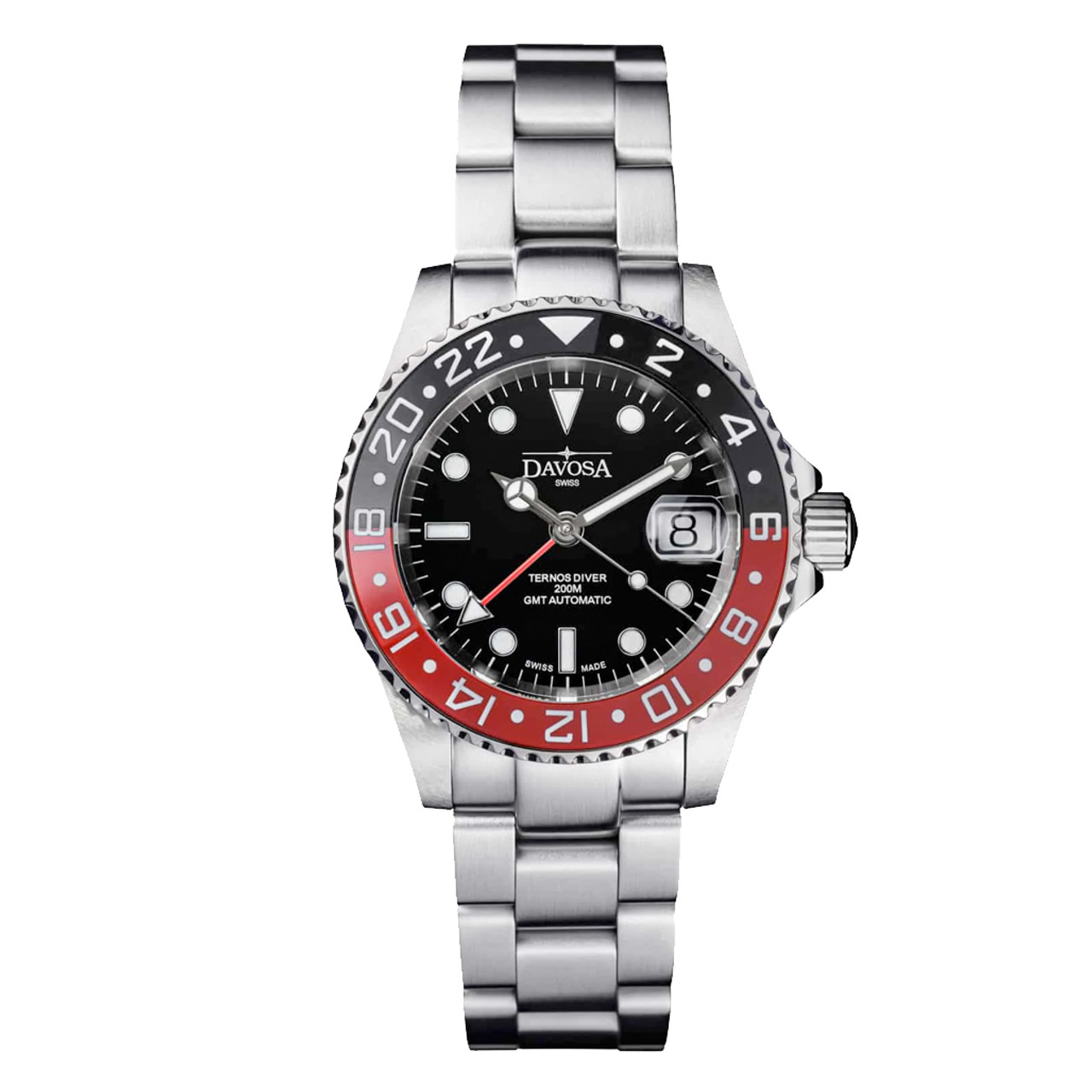 Davosa 40mm Swiss Made Ternos Ceramic GMT Automatic with Coke Bezel and Trialink Bracelet #16159090 Questions & Answers