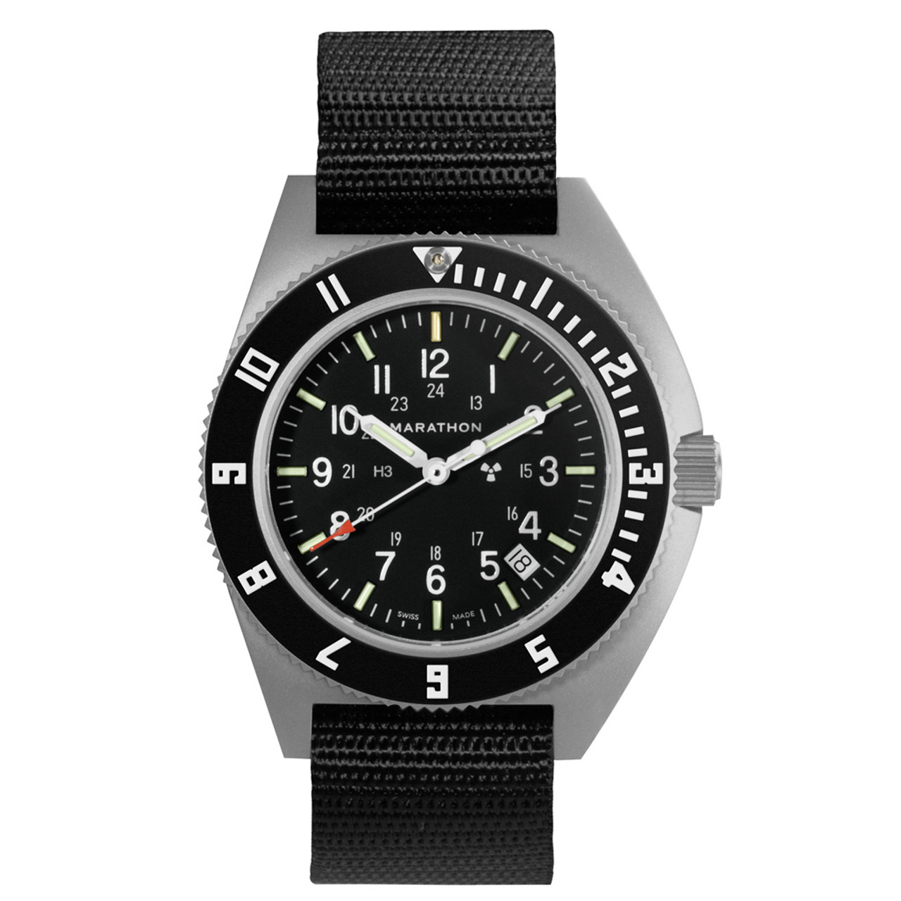 Marathon Swiss 41mm Steel Navigator with Tritium Tubes on Ballistic Strap #WW194013-GG-0101 Questions & Answers