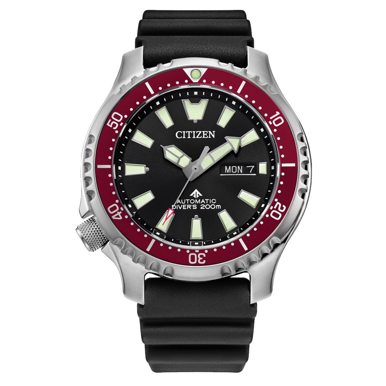 Citizen Automatic Promaster Dive Watch with Black Dial and Rubber Strap #NY0156-04E Questions & Answers