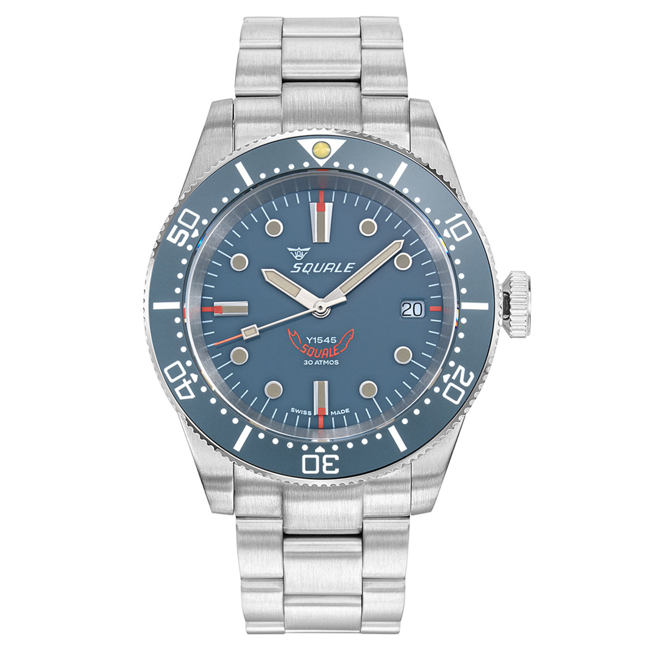 Squale 1545 Grey Dial Dive Watch with Orange Accents and Stainless Steel Bracelet #1545GG.AC Questions & Answers