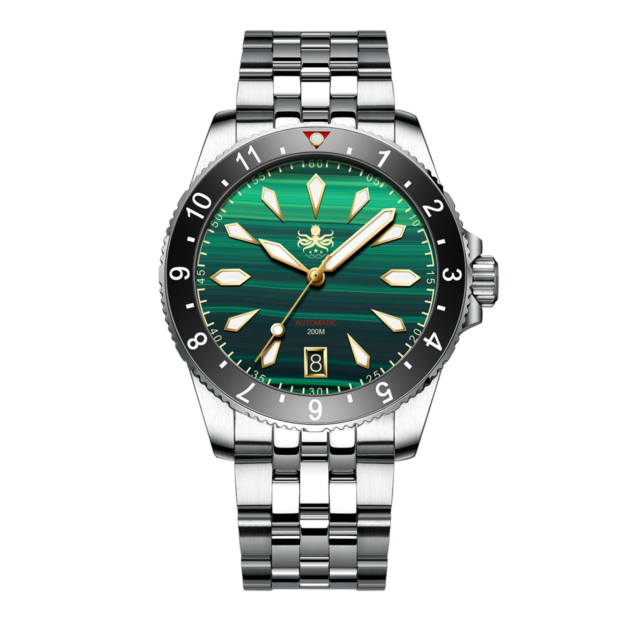 Phoibos Voyager Automatic Dive Watch with Malachite Green Dial #PY035A Questions & Answers