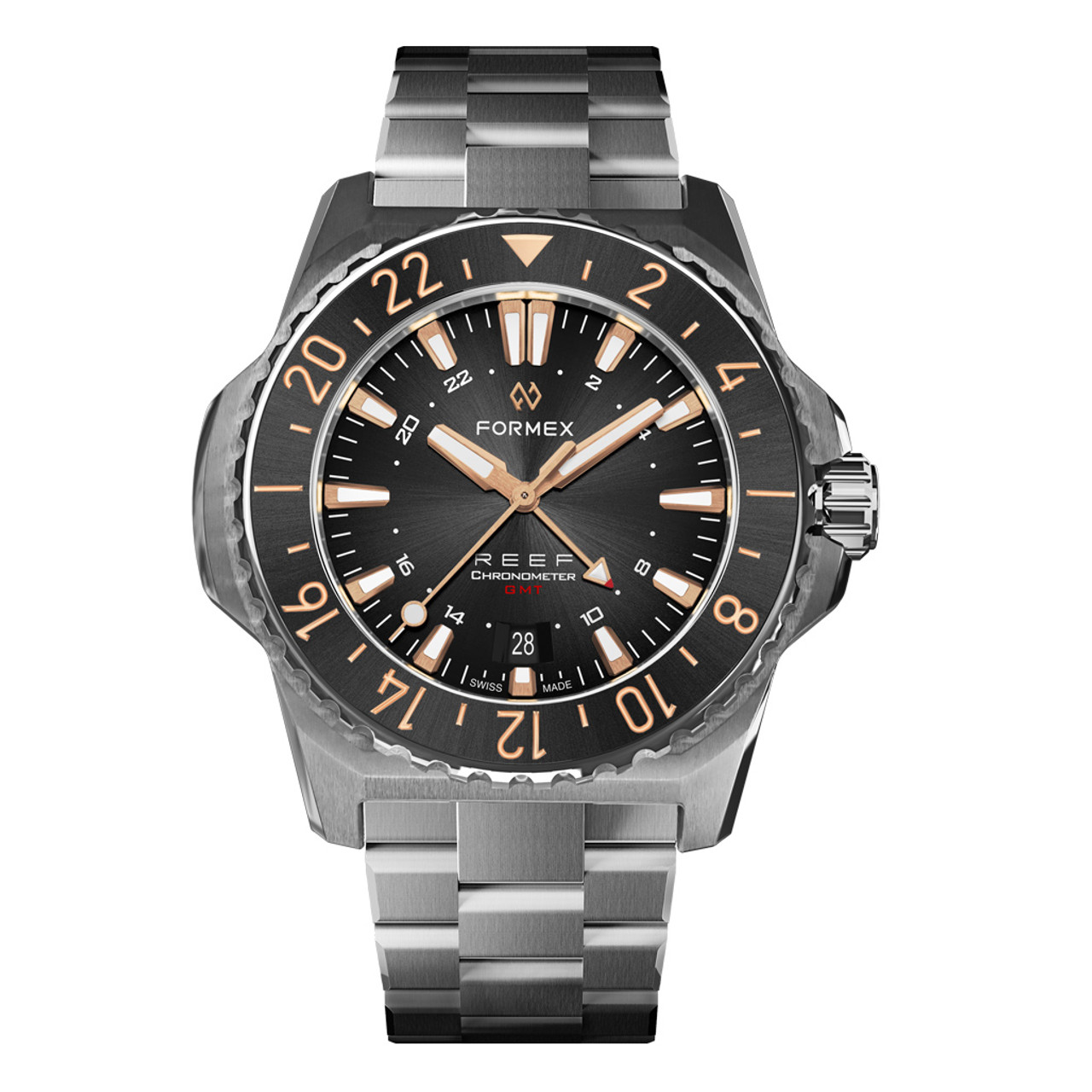 Formex REEF GMT Chronometer Dive Watch with Gilt Black Dial and Bezel #2202.1.5399.100 Questions & Answers