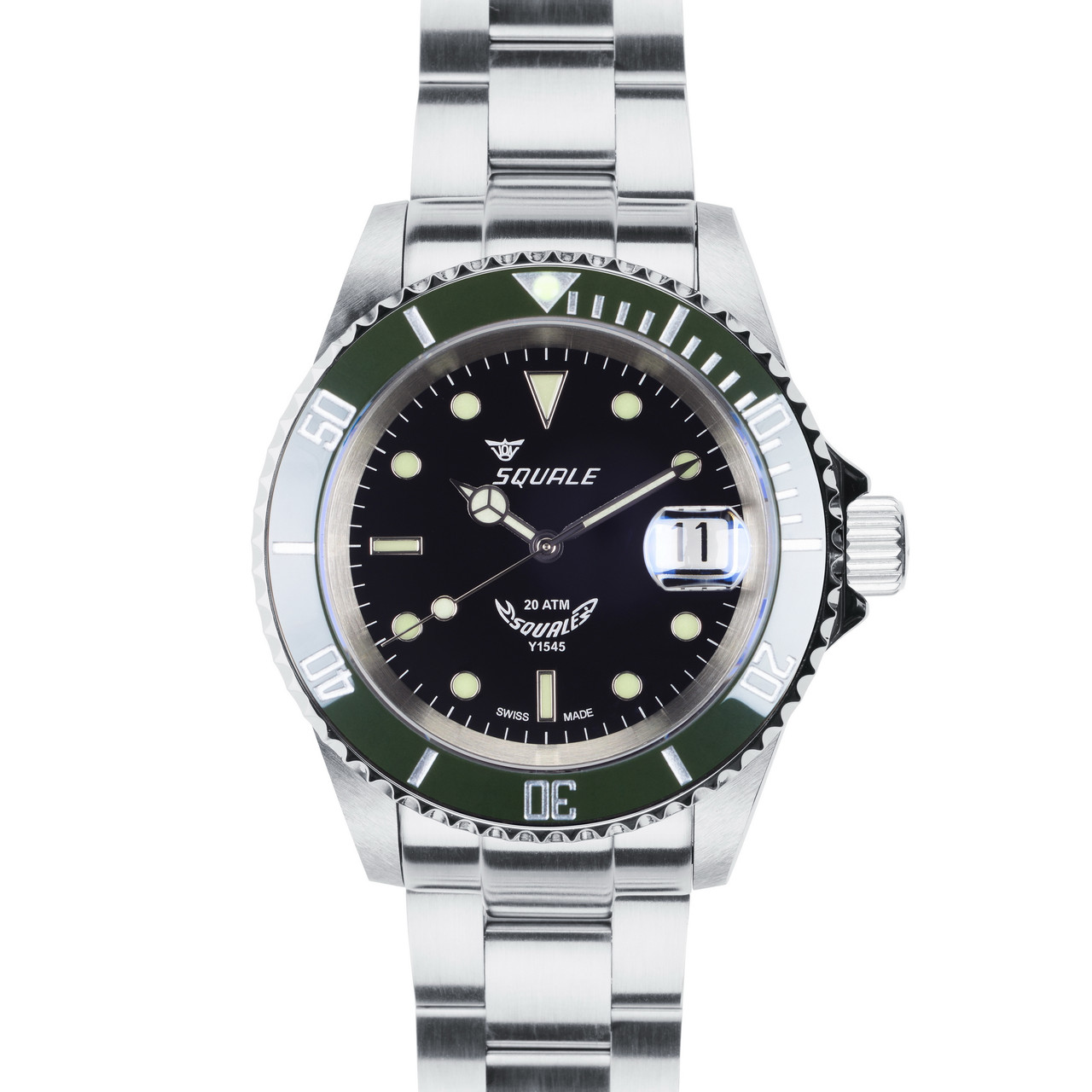 Squale Swiss Automatic Dive watch with Black Dial and Green Bezel #1545-FG Questions & Answers