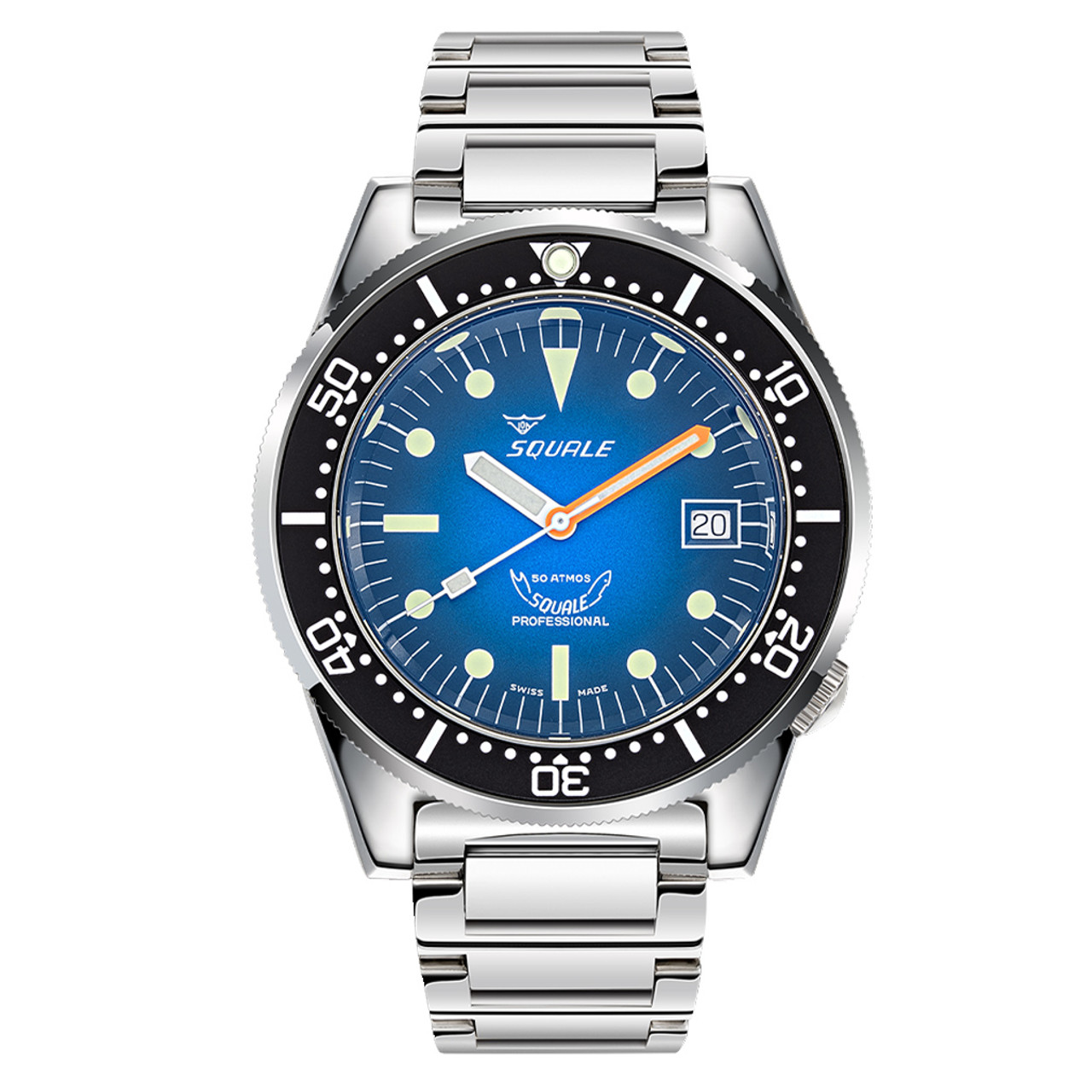 Squale 50 Atmos Profondo Swiss Dive Watch with Blue Ombre Dial #1521PROFD.SQ20L Questions & Answers