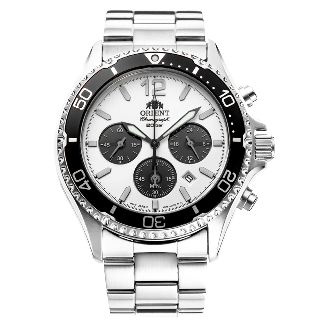 Orient Solar Sports Chronograph with White Dial #RA-TX0203S10B Questions & Answers