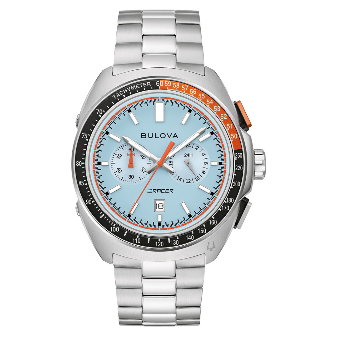 Bulova Racer Chronograph with Blue Dial and Orange Accents #98B432 Questions & Answers