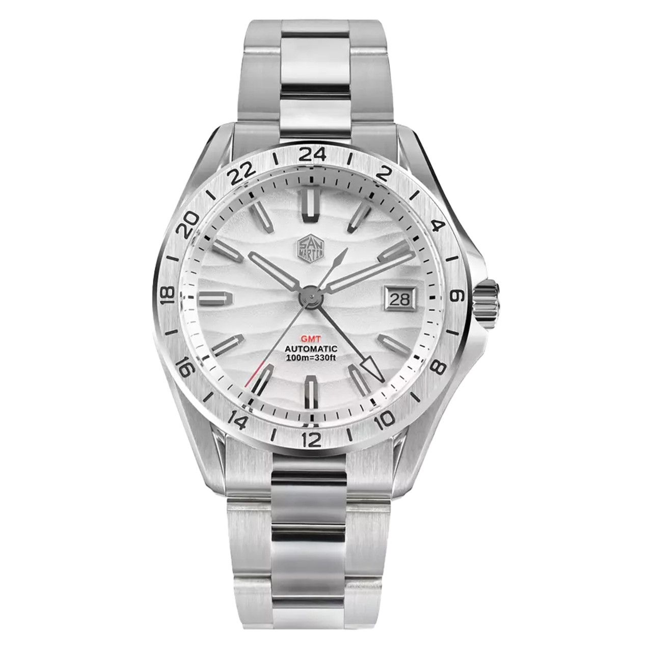 San Martin 39mm Automatic GMT Watch with White Desert Dial #SN0129-A Questions & Answers