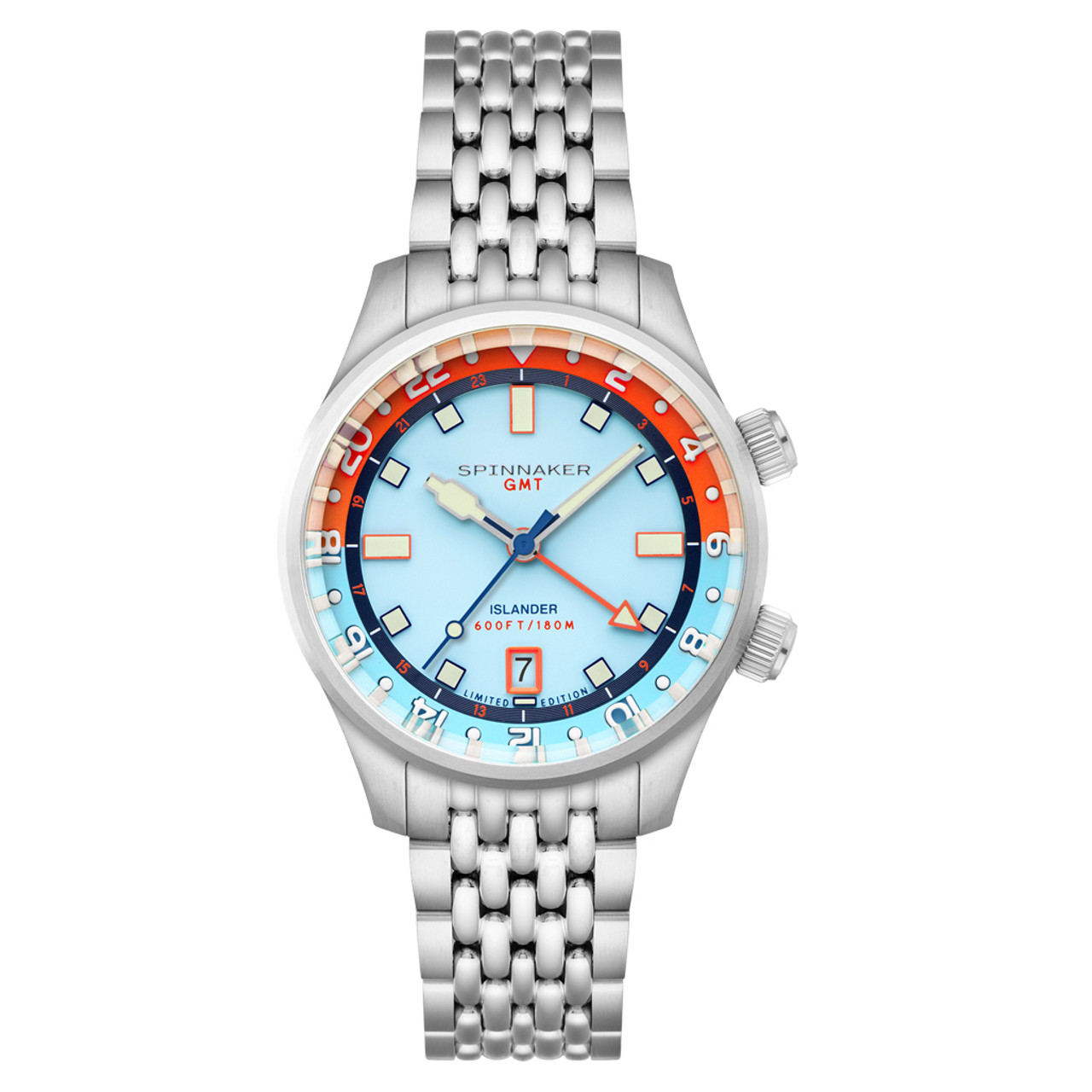 Spinnaker x Islander Bradner GMT Automatic Watch with Blue and Orange Dial #SP-5150-LIW44 Questions & Answers