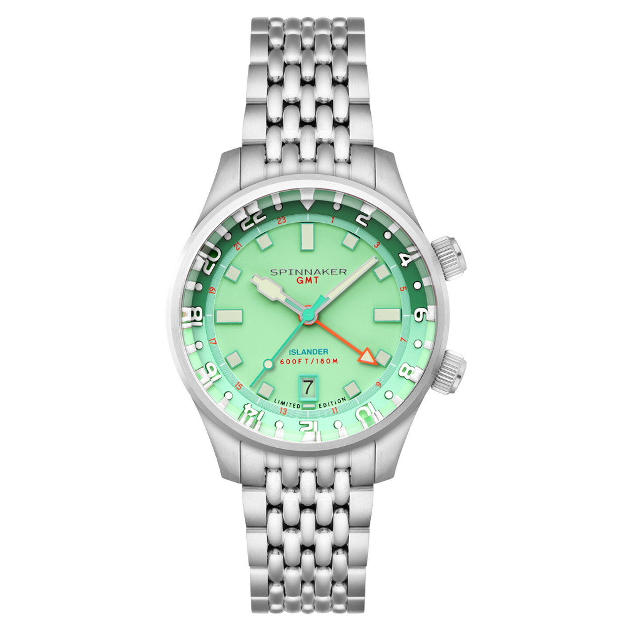 Spinnaker x Islander Bradner GMT Automatic Watch with Mint Green Dial #SP-5150-LIW33 Questions & Answers