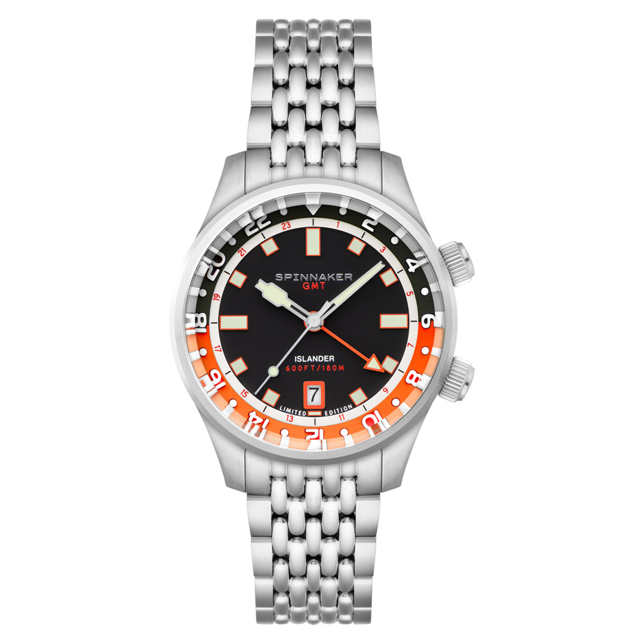 Spinnaker x Islander Bradner GMT Automatic Watch with Black and Orange Dial #SP-5150-LIW22 Questions & Answers