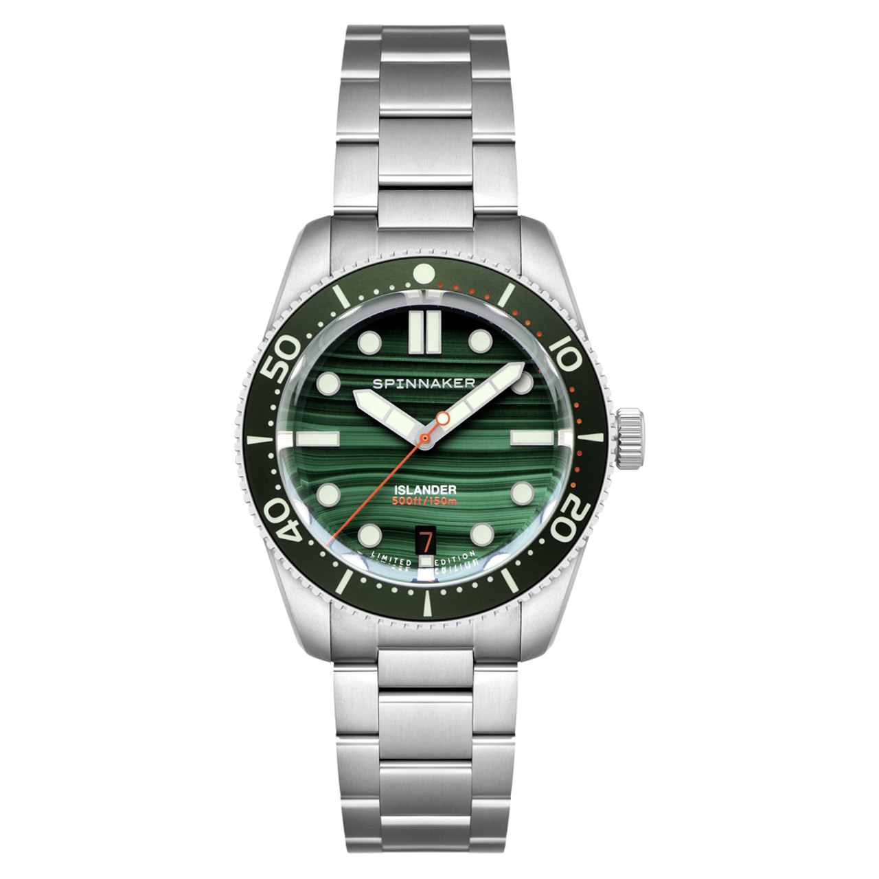 Spinnaker x Islander 39mm Croft with Green Malachite Dial #SP-5149-LIW33 Questions & Answers