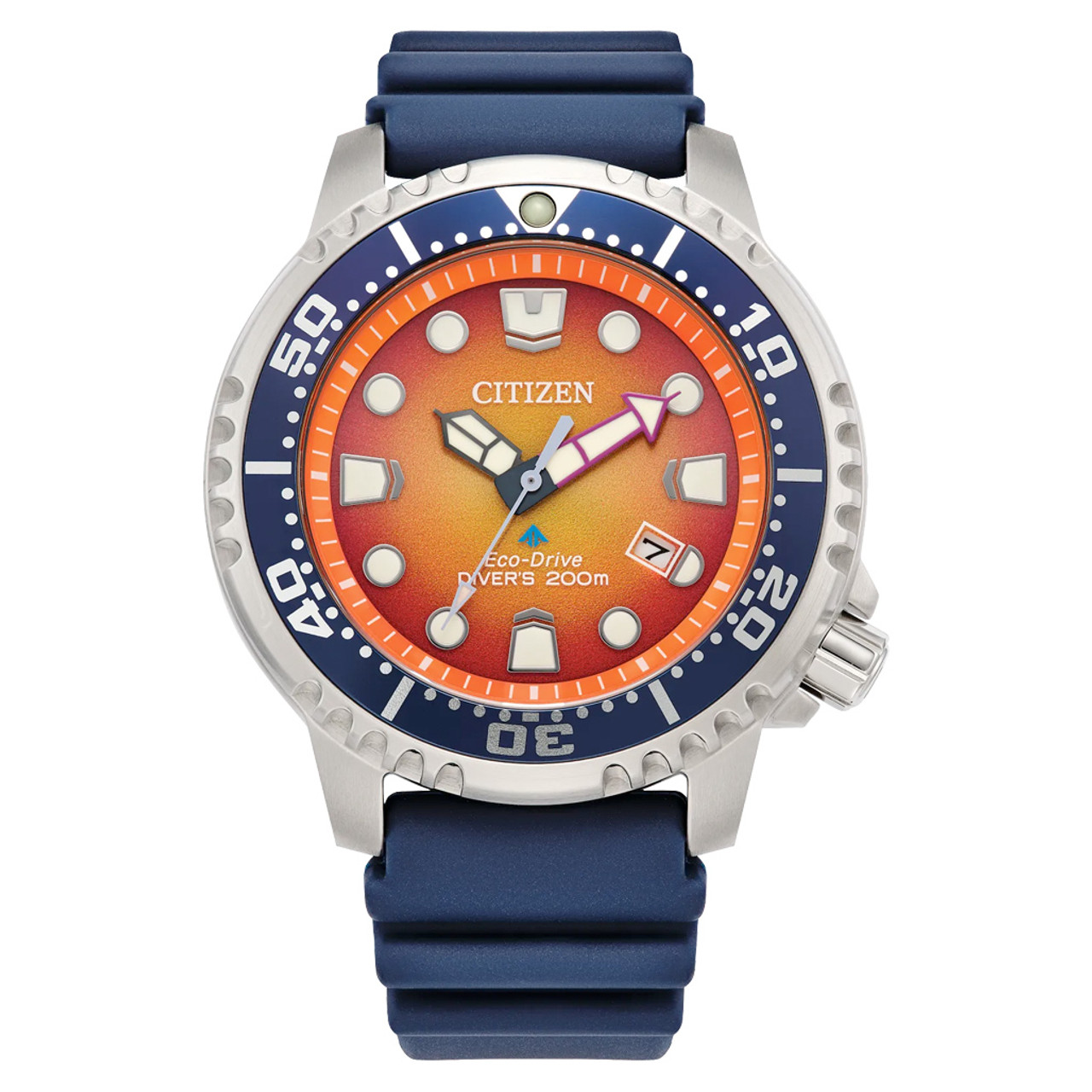 Citizen Eco-Drive Promaster Dive Watch with Orange Dial and Rubber Strap #BN0169-03X Questions & Answers