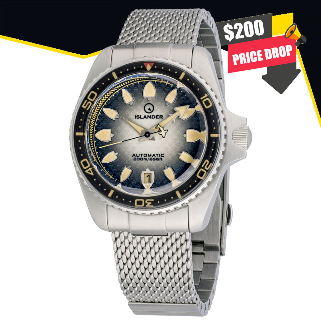 Islander Hudson "Harpoon Diver" 40mm Watch with Degrading Black Dial #ISL-302 Questions & Answers