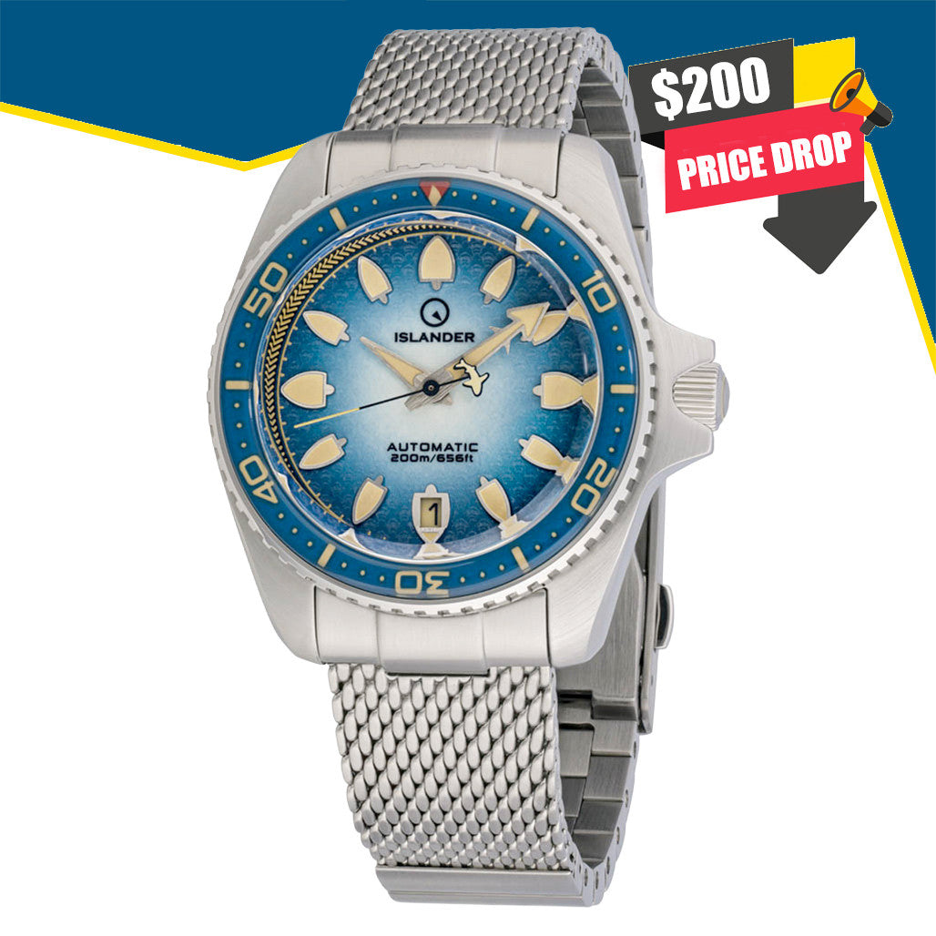Islander Hudson "Harpoon Diver" 40mm Watch with Degrading Sea Blue Dial #ISL-303 Questions & Answers