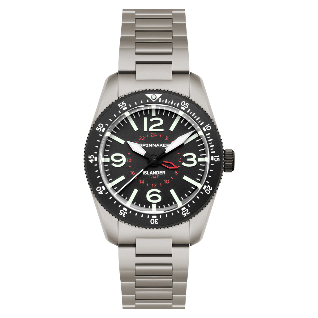 Spinnaker x Islander Croft 39mm Tactical GMT Watch in Cinder Design #SP-5193-LIW11 Questions & Answers